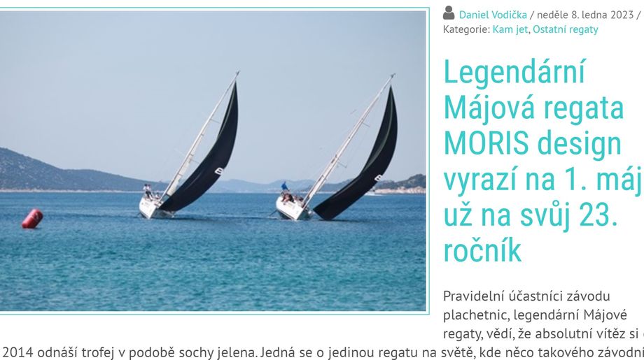 Legendární Májová regata MORIS design vyrazí na 1. máje už na svůj 23. ročník